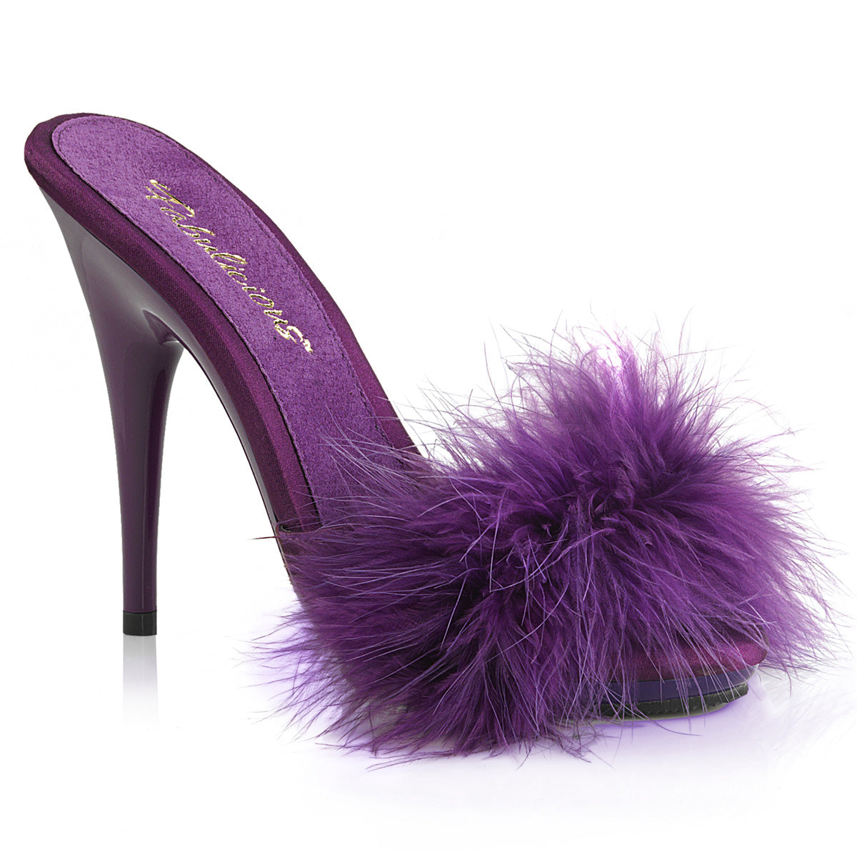 POISE-501F Purple Satin-Marabou Fur/Purple Fabulicious