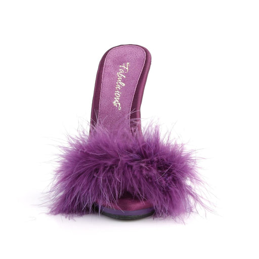 POISE-501F Purple Satin-Marabou Fur/Purple CURRENT Fabulicious US Size (Women's): 6