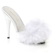 POISE-501F White Satin-Marabou Fur/White CURRENT Fabulicious US Size (Women's): 6