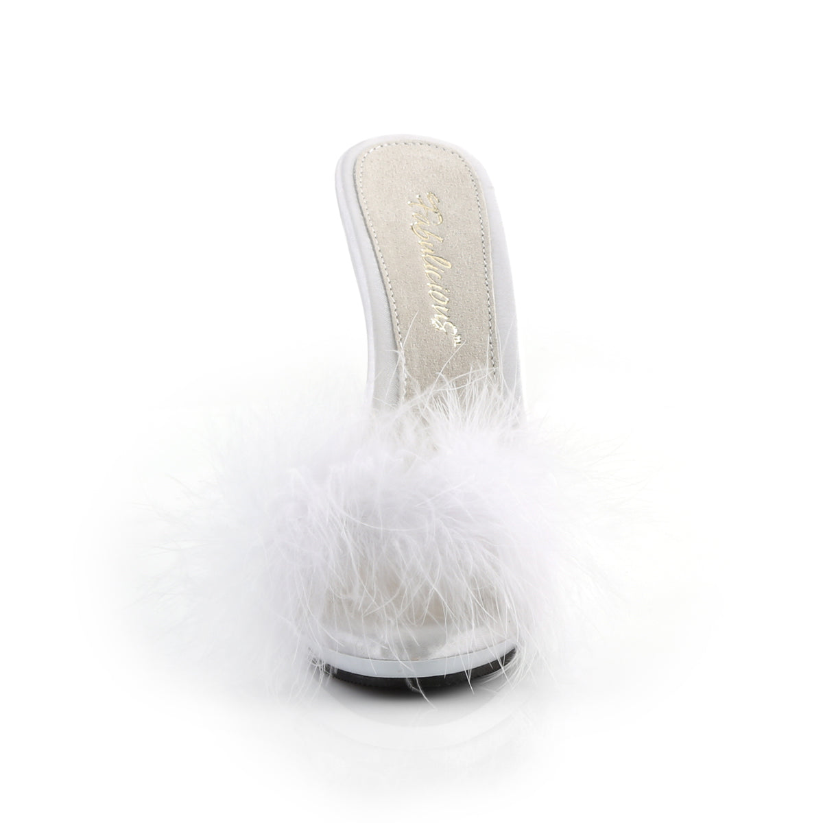 POISE-501F White Satin-Marabou Fur/White Fabulicious