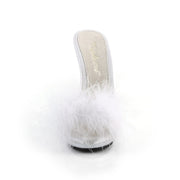 POISE-501F White Satin-Marabou Fur/White CURRENT Fabulicious US Size (Women's): 6