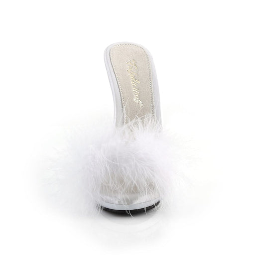 POISE-501F White Satin-Marabou Fur/White CURRENT Fabulicious US Size (Women's): 6