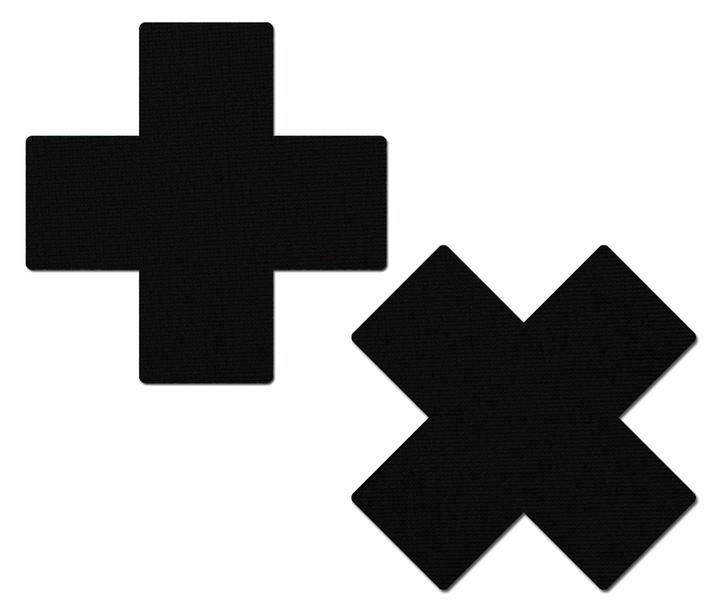 Plus X: Matte Black Cross Nipple Pasties Pastease