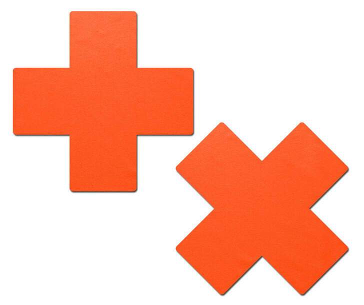 Plus X: Neon Orange Cross Nipple Pasties Pastease