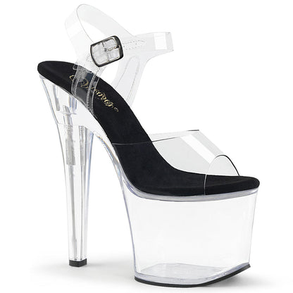 RADIANT-708 Clear-Black/Clear Platform Sandal Pleaser