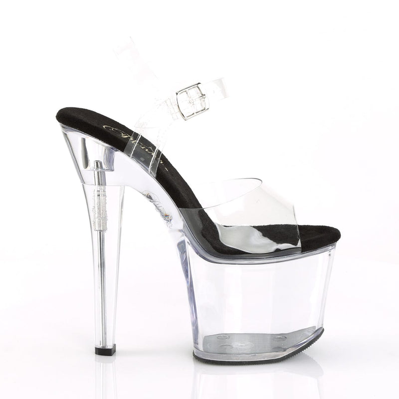 RADIANT-708 Clear-Black/Clear Platform Sandal Pleaser US Size (Women's): 5