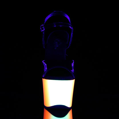 RAINBOW-309UV Black Patent/Neon Multi Platform Sandal Pleaser