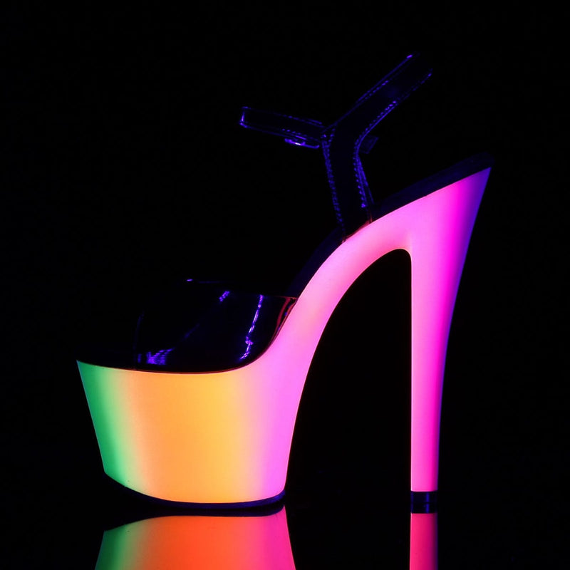 RAINBOW-309UV Black Patent/Neon Multi Platform Sandal Pleaser US Size (Women's): 5