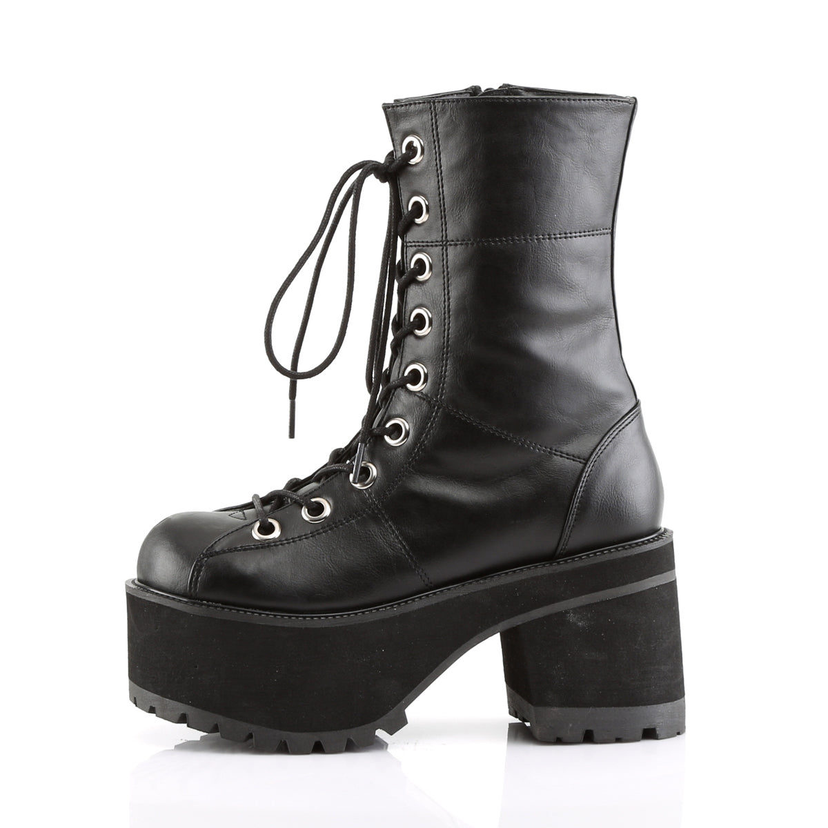RANGER-301 Black Vegan Leather Calf Boot Demonia