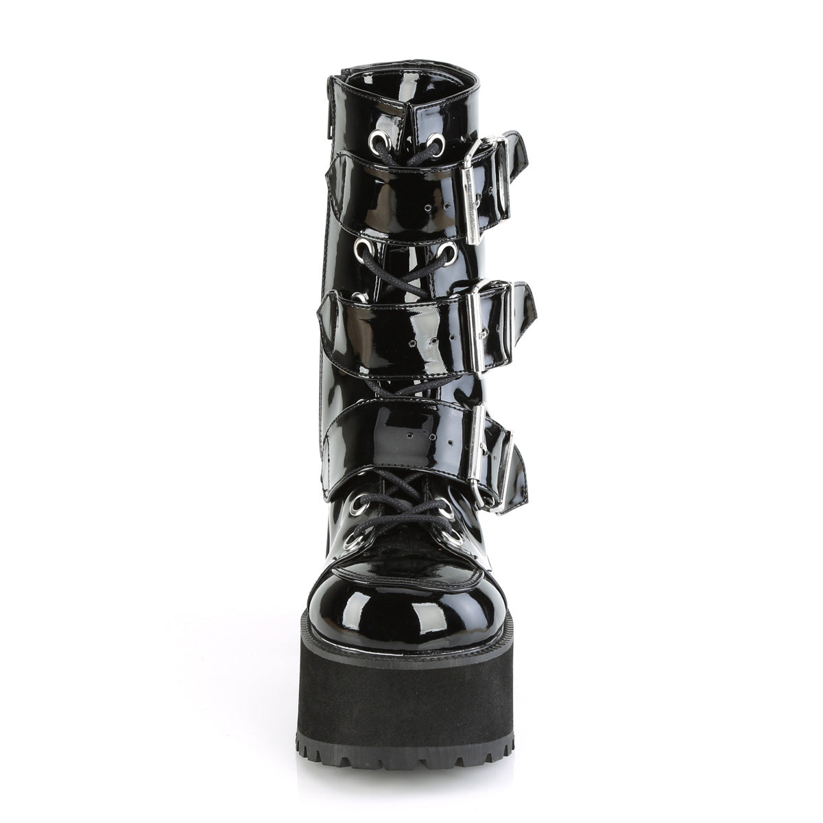RANGER-308 Black Patent Ankle Boot Demonia