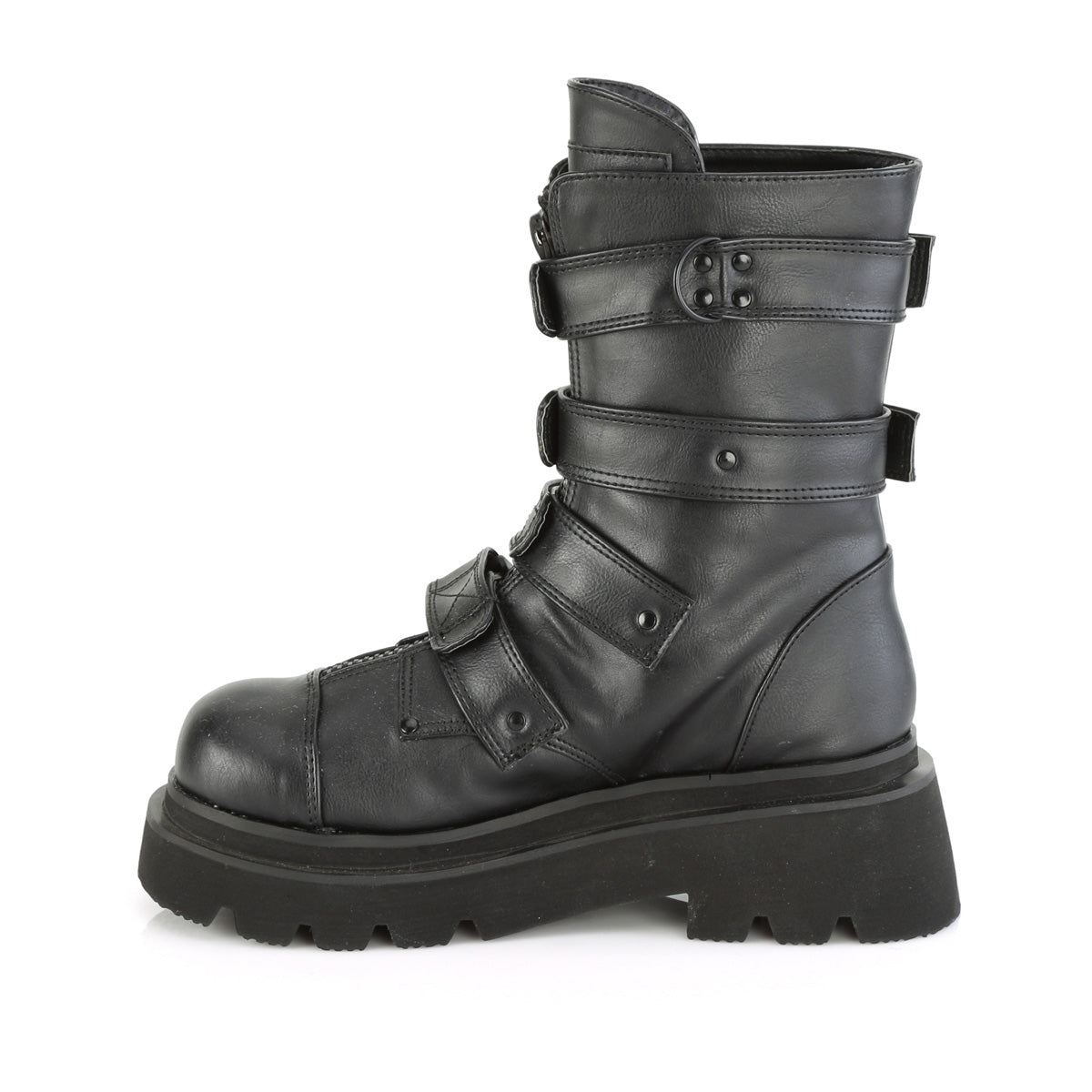 RENEGADE-55 Black Vegan Leather Calf Boot Demonia