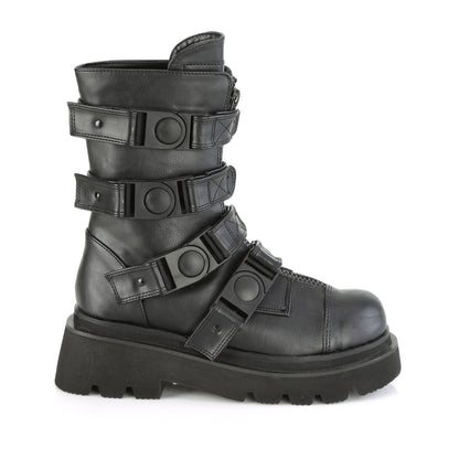RENEGADE-55 Black Vegan Leather Calf Boot Demonia