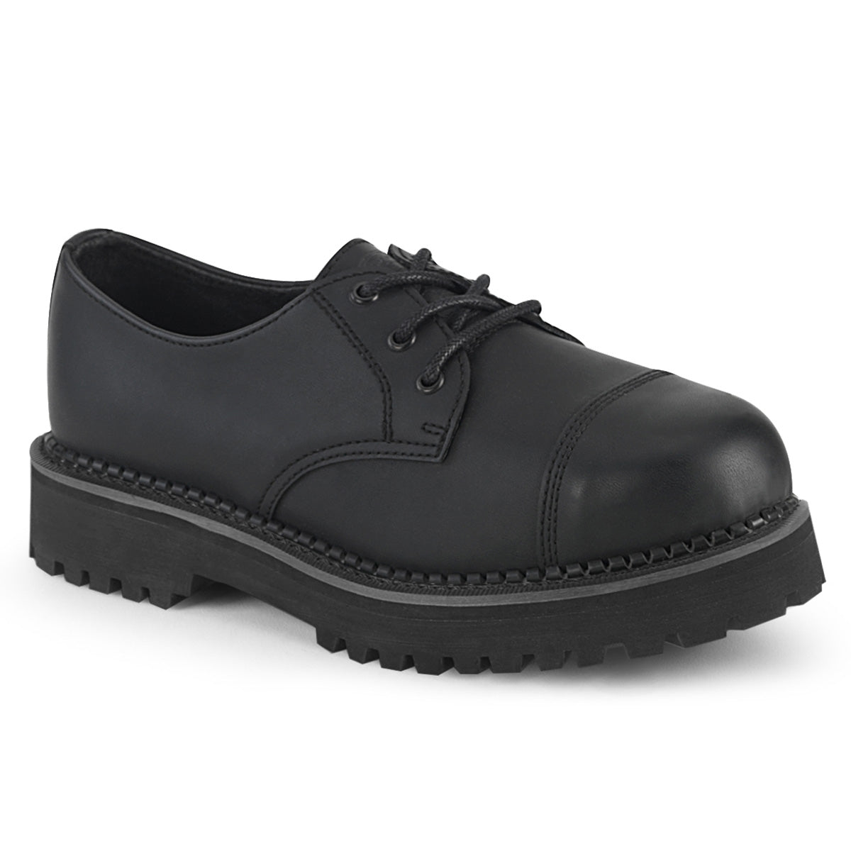 RIOT-03 Black Vegan Leather Shoe Demonia