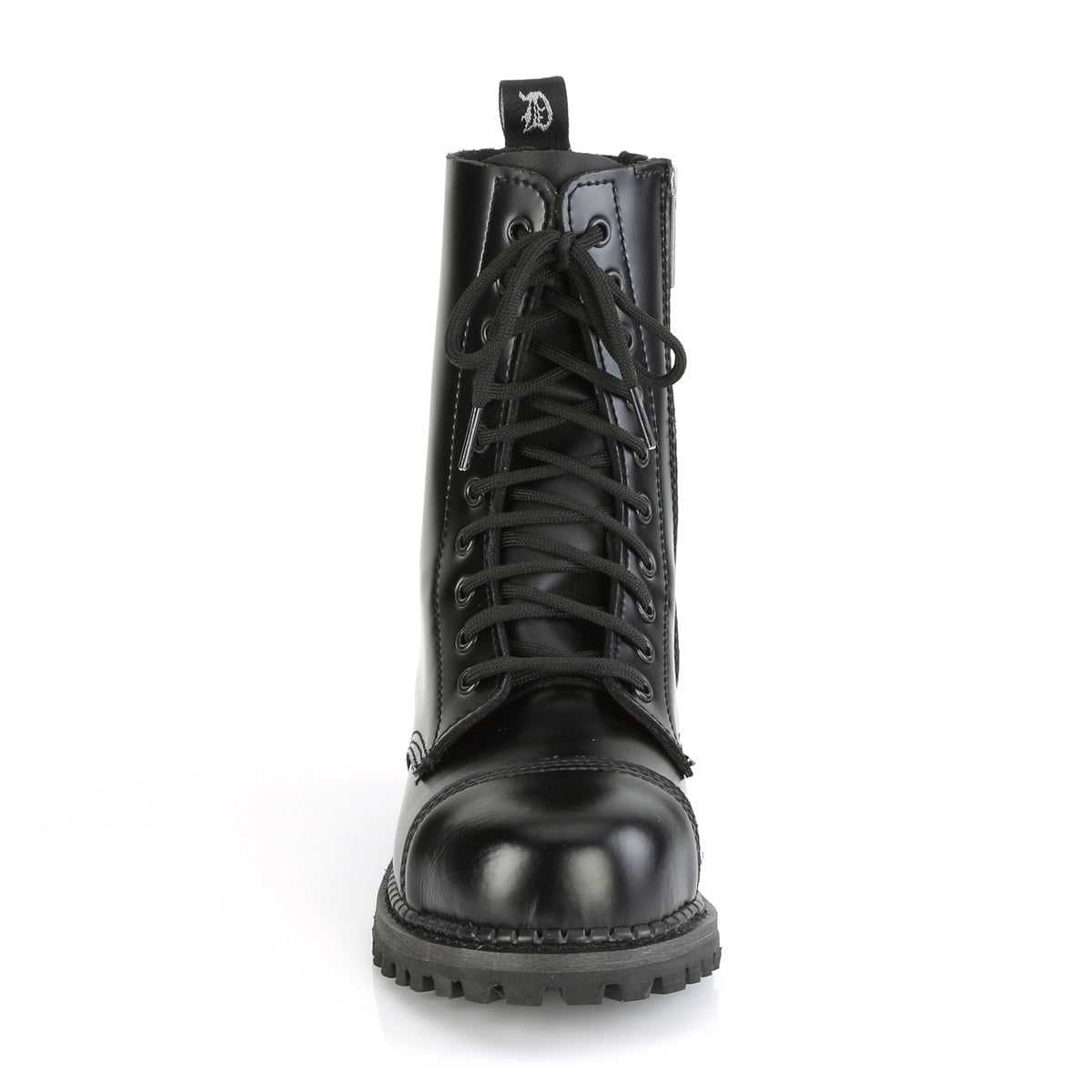 RIOT-10 Black Leather Ankle Boot Demonia