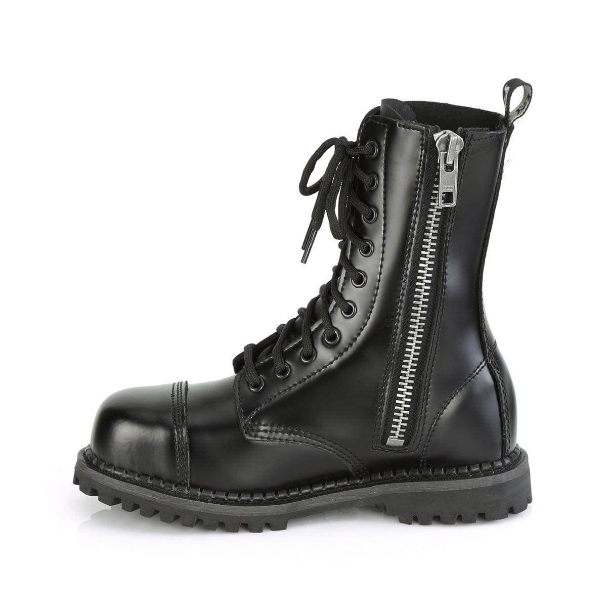 RIOT-10 Black Leather Ankle Boot Demonia US Size (Unisex/Men's): 4