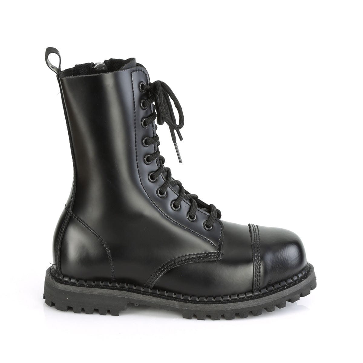 RIOT-10 Black Leather Ankle Boot Demonia US Size (Unisex/Men's): 4