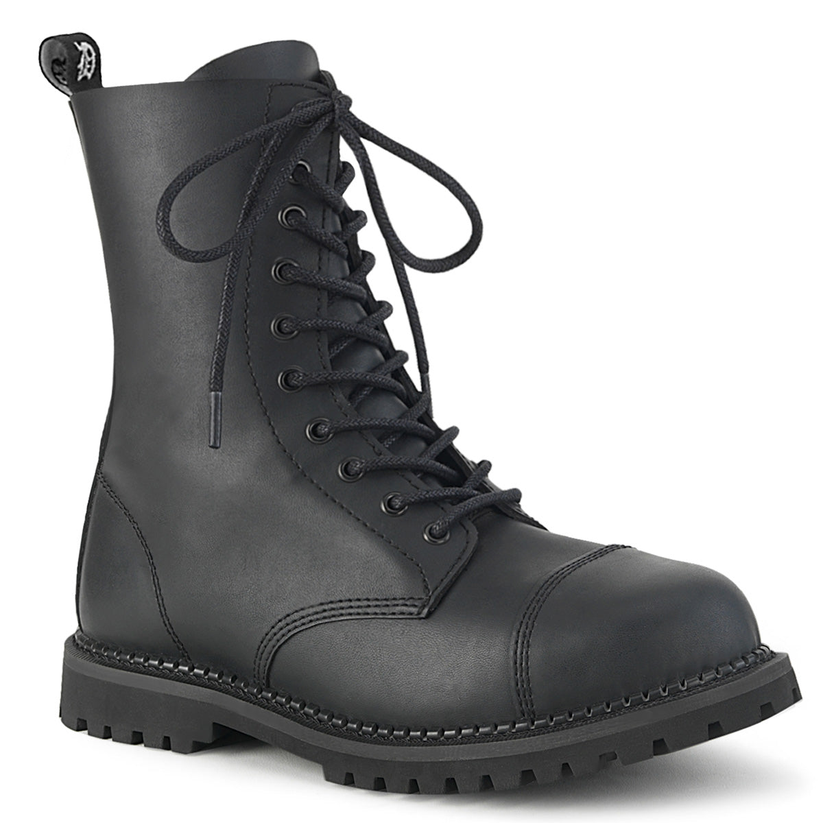 RIOT-10 Black Vegan Leather Ankle Boot Demonia