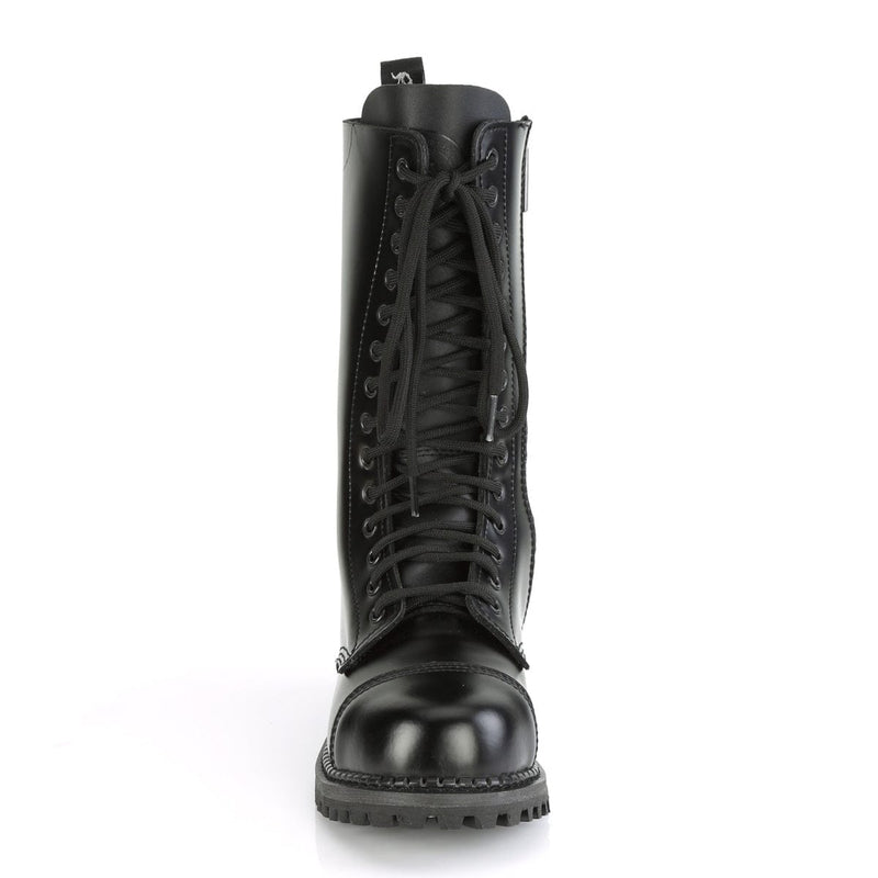 RIOT-14 Black Leather Mid-Calf Boot Demonia US Size (Unisex/Men's): 4
