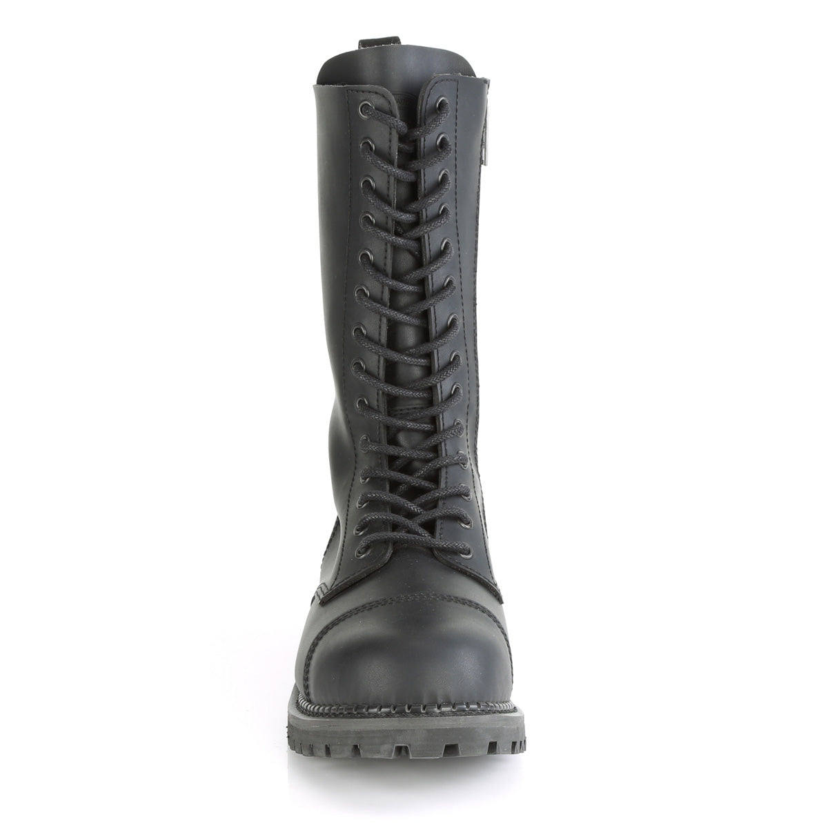 RIOT-14 Black Vegan Leather Mid-Calf Boot Demonia