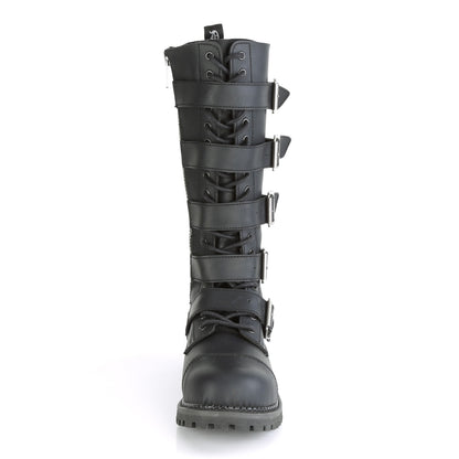 RIOT-18BK Black Vegan Leather Knee Boot Demonia