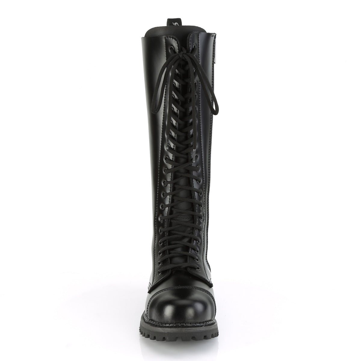RIOT-20 Black Leather Knee Boot Demonia