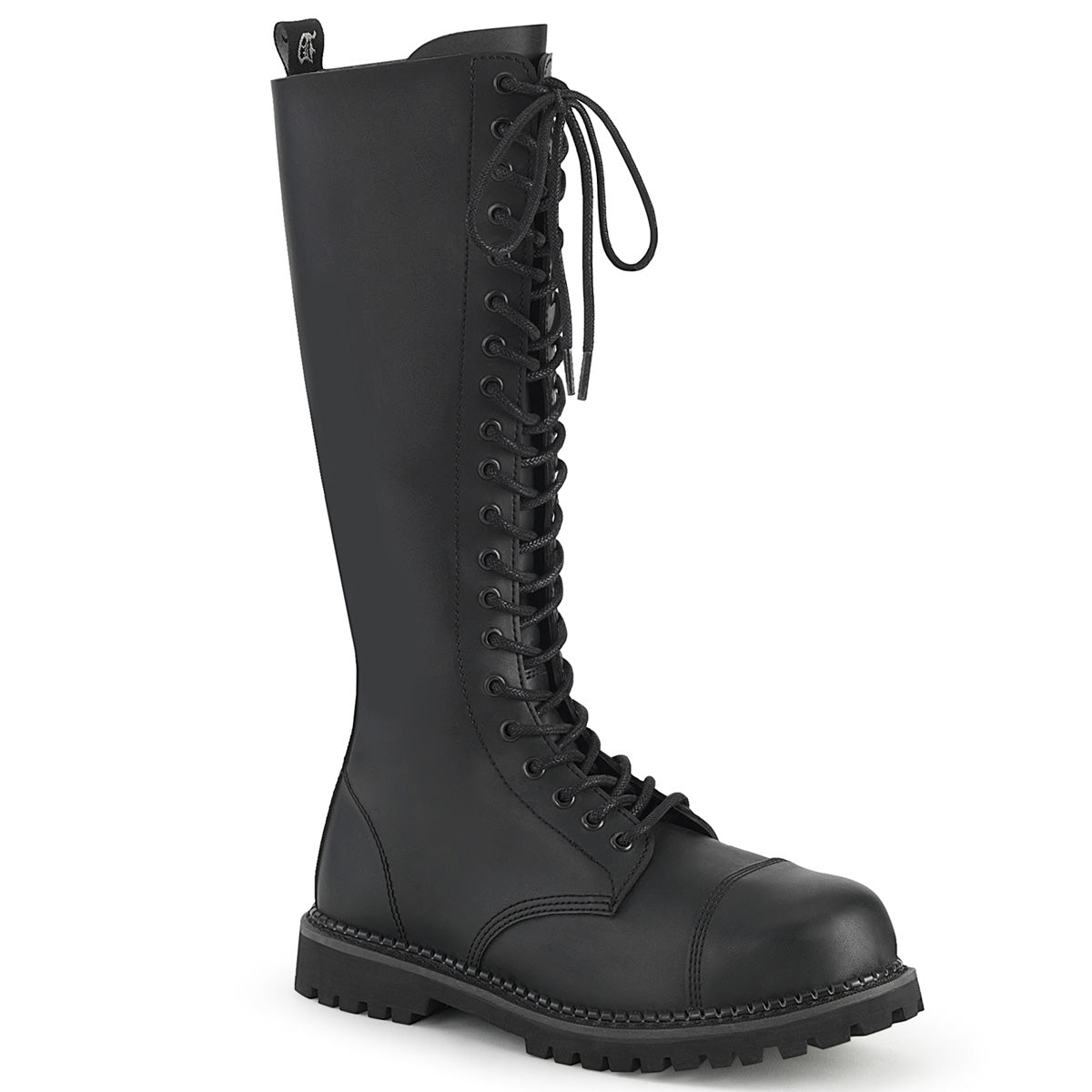 RIOT-20 Black Vegan Leather Knee Boot Demonia
