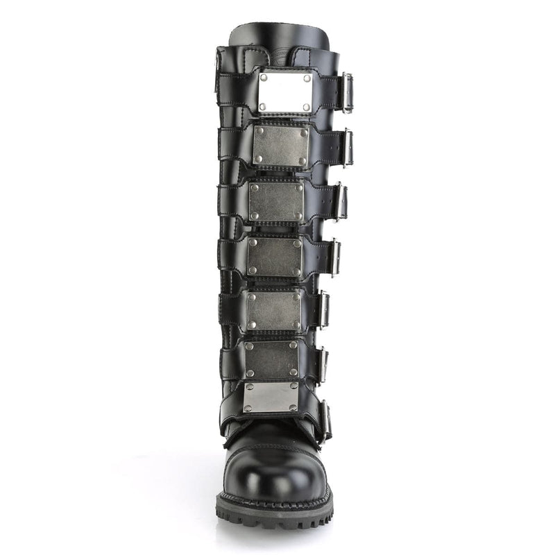 RIOT-21MP Black Leather Knee Boot Demonia US Size (Unisex/Men's): 4