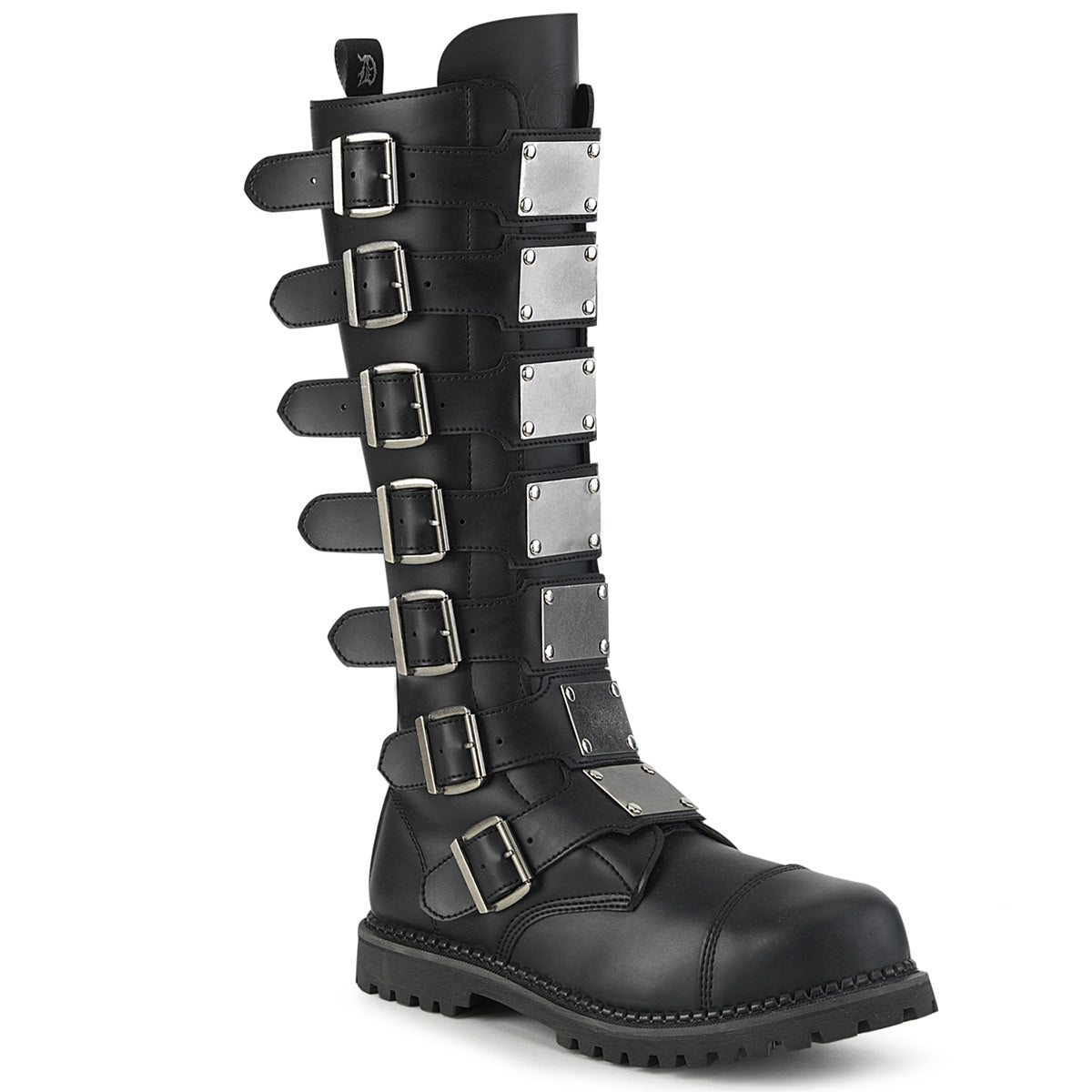 RIOT-21MP Black Vegan Leather Knee Boot Demonia