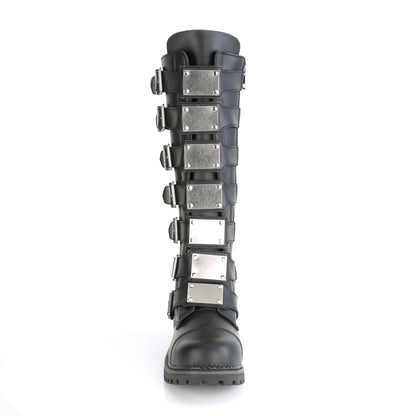 RIOT-21MP Black Vegan Leather Knee Boot Demonia