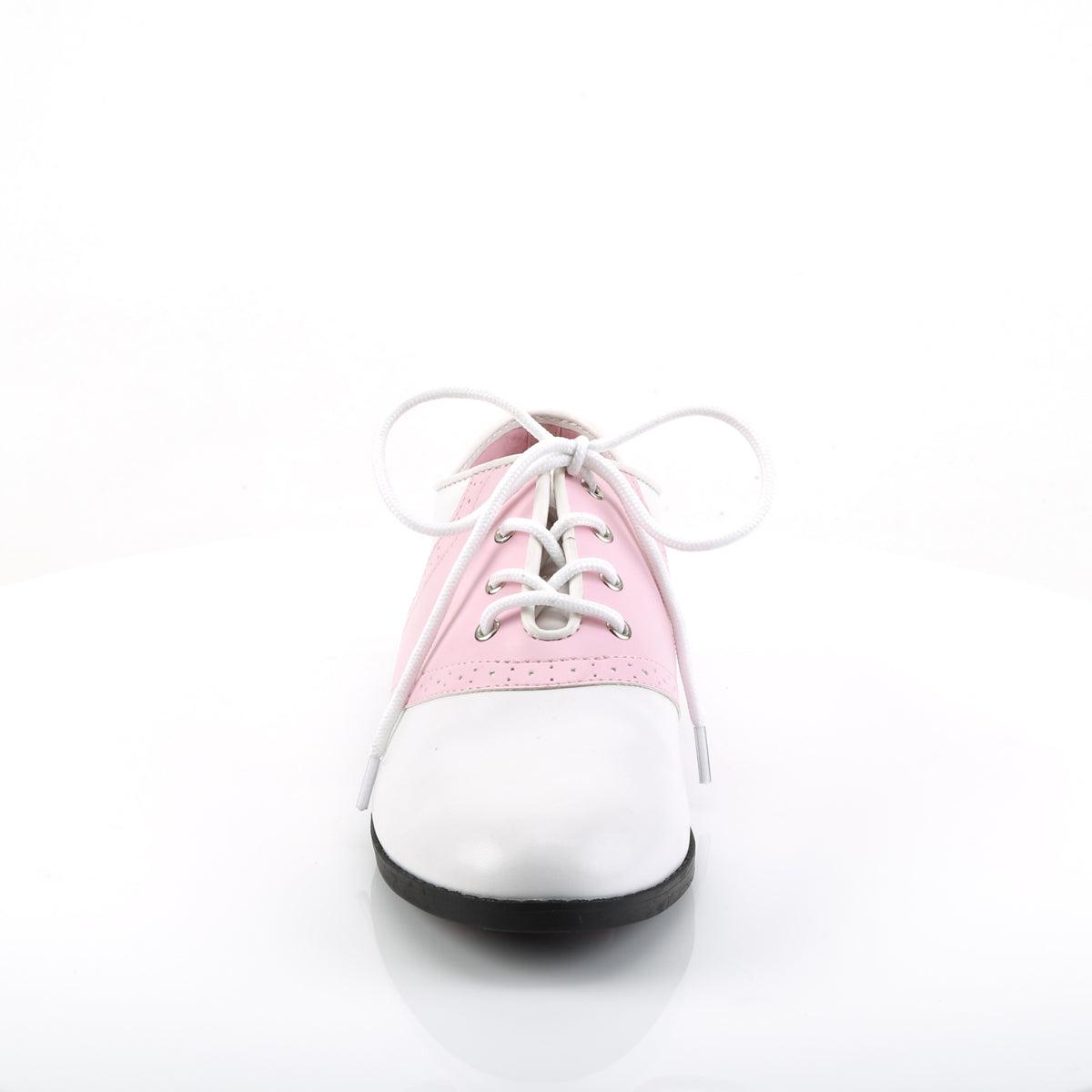 SADDLE-50 Baby Pink-White Pu Funtasma