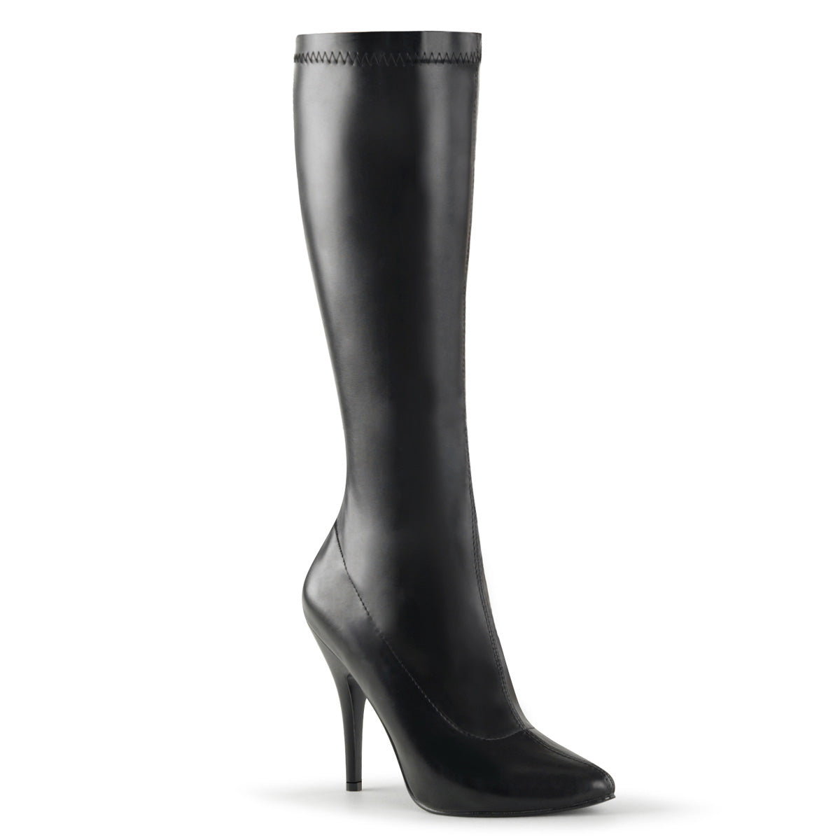 SEDUCE-2000 Black Stretch Faux Leather Knee Boot Pleaser