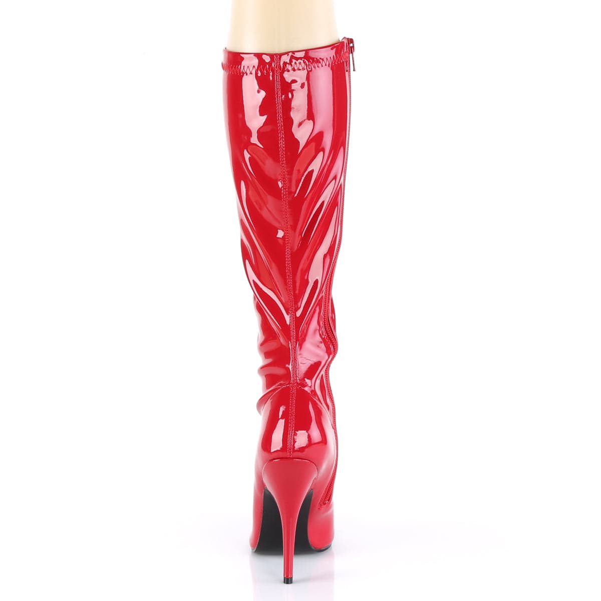 SEDUCE-2000 Red Stretch Patent Knee Boot Pleaser