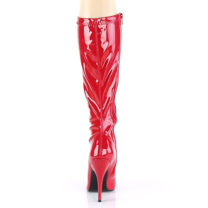 SEDUCE-2000 Red Stretch Patent Knee Boot Pleaser
