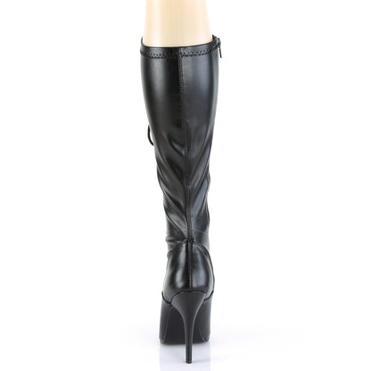 SEDUCE-2024 Black Stretch Faux Leather Knee Boot Pleaser