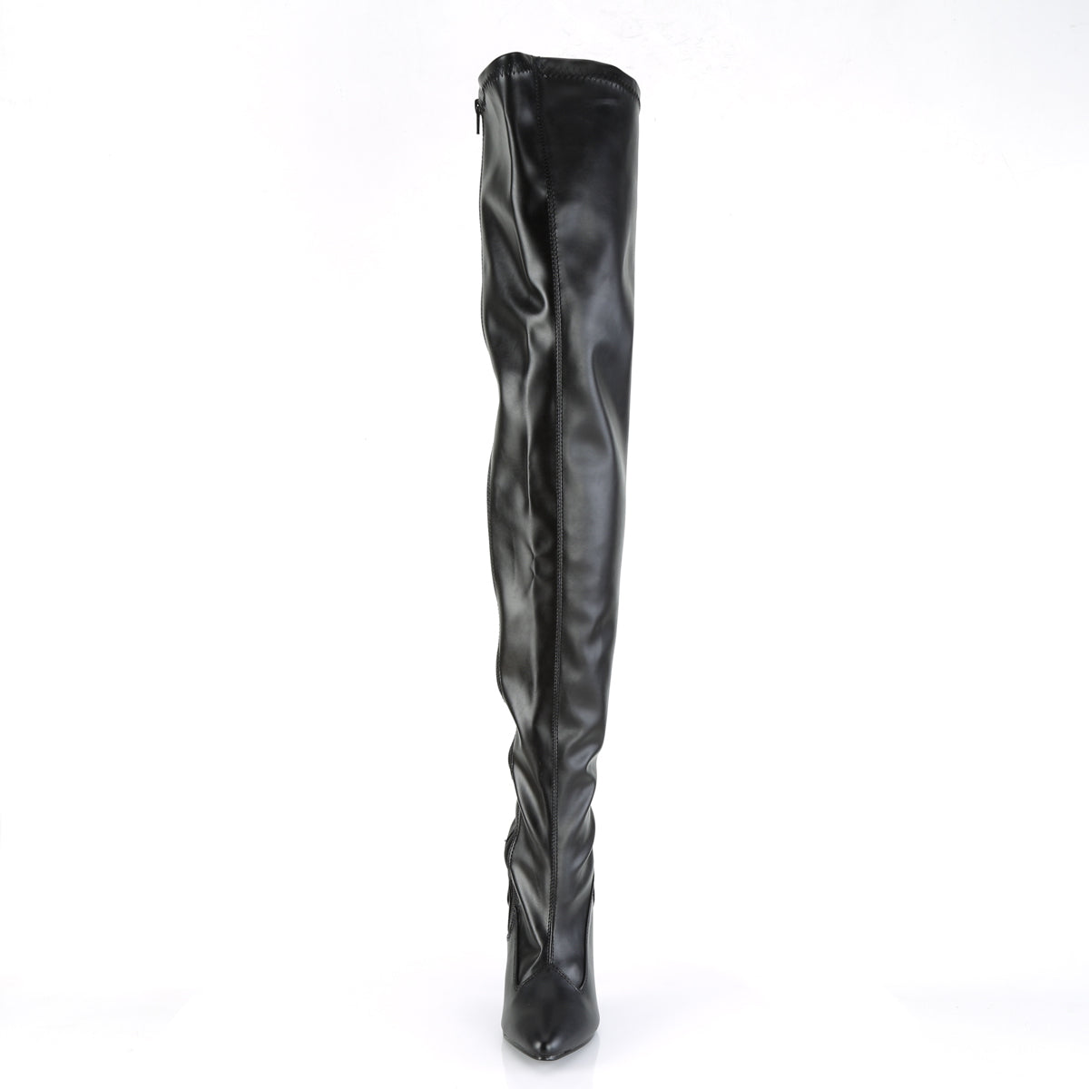 SEDUCE-3000 Black Stretch Faux Leather Thigh Boot Pleaser