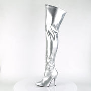 SEDUCE-3000 Silver Stretch Faux Leather Thigh Boot Pleaser US Size (Women's): 6