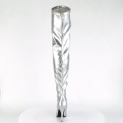 SEDUCE-3000 Silver Stretch Faux Leather Thigh Boot Pleaser US Size (Women's): 6