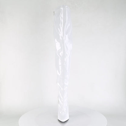 SEDUCE-3000 White Stretch Patent Thigh Boot Pleaser
