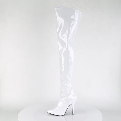 SEDUCE-3000 White Stretch Patent Thigh Boot Pleaser