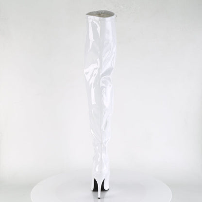 SEDUCE-3000 White Stretch Patent Thigh Boot Pleaser