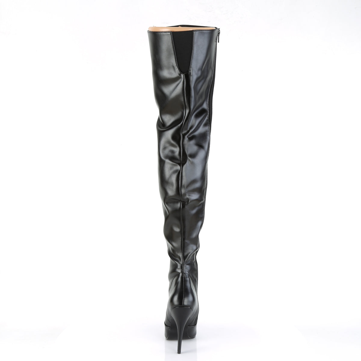 SEDUCE-3010 Black Faux Leather Thigh Boot Pleaser