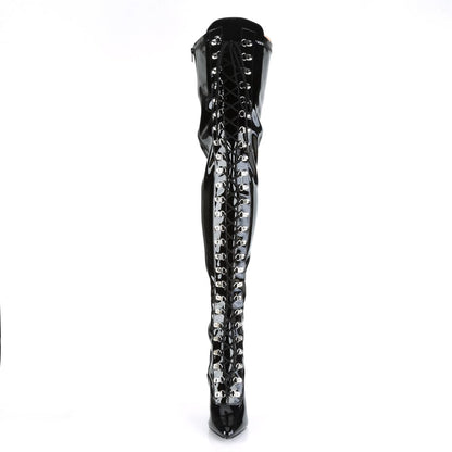 SEDUCE-3024 Black Stretch Patent Thigh Boot Pleaser