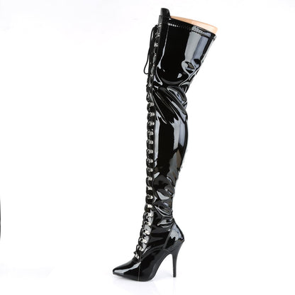 SEDUCE-3024 Black Stretch Patent Thigh Boot Pleaser