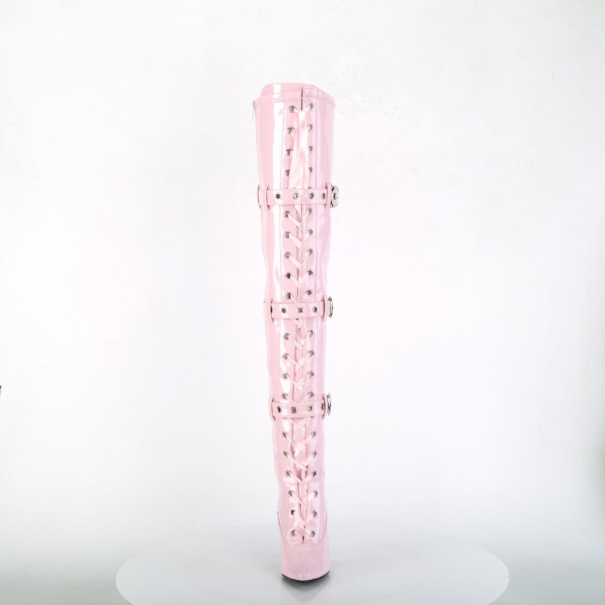 SEDUCE-3028 Baby Pink Stretch Patent Thigh Boot Pleaser