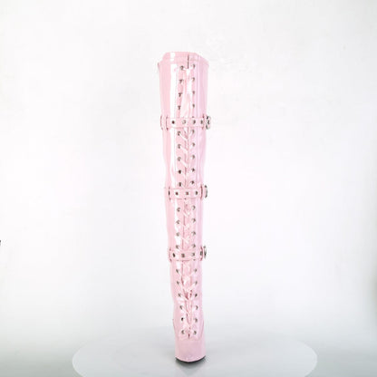 SEDUCE-3028 Baby Pink Stretch Patent Thigh Boot Pleaser