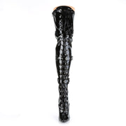 SEDUCE-3028 Black Stretch Patent Thigh Boot Pleaser US Size (Women's): 6