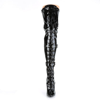 SEDUCE-3028 Black Stretch Patent Thigh Boot Pleaser