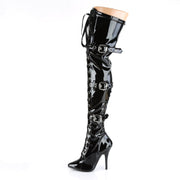 SEDUCE-3028 Black Stretch Patent Thigh Boot Pleaser US Size (Women's): 6