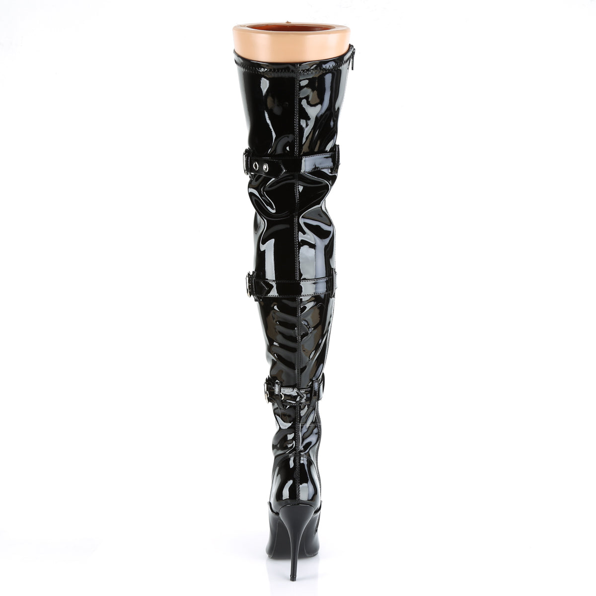 SEDUCE-3028 Black Stretch Patent Thigh Boot Pleaser