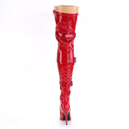 SEDUCE-3028 Red Stretch Patent Thigh Boot Pleaser